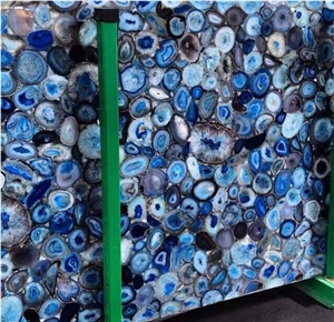 Nature Blue Onyx Backlit Slabs,Flooring,Agate Mosa, Semiprecious Stone
