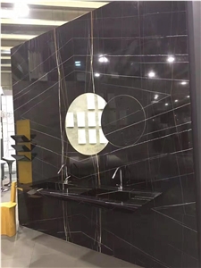 Nero Sahara Noir Black and Gold Veins Marble Nior Serpents Slab