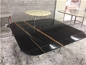 Nero Sahara Noir Black and Gold Veins Marble Nior Serpents Slab