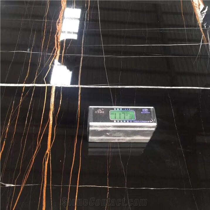 Nero Sahara Noir Black and Gold Veins Marble Nior Serpents Slab