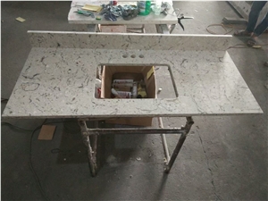 Single Piece Grey Quartz Bathroom Vanity Tops Corian Quartz Vanity Top