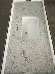 Single Piece Grey Quartz Bathroom Vanity Tops Corian Quartz Vanity Top