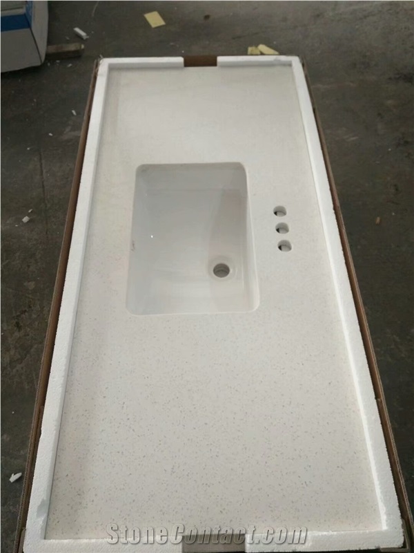 Single Piece Grey Quartz Bathroom Vanity Tops Corian Quartz Vanity Top