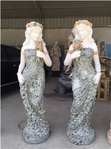 Western Women Multicolor Marble Sculpture,Natural Stone Sculptures