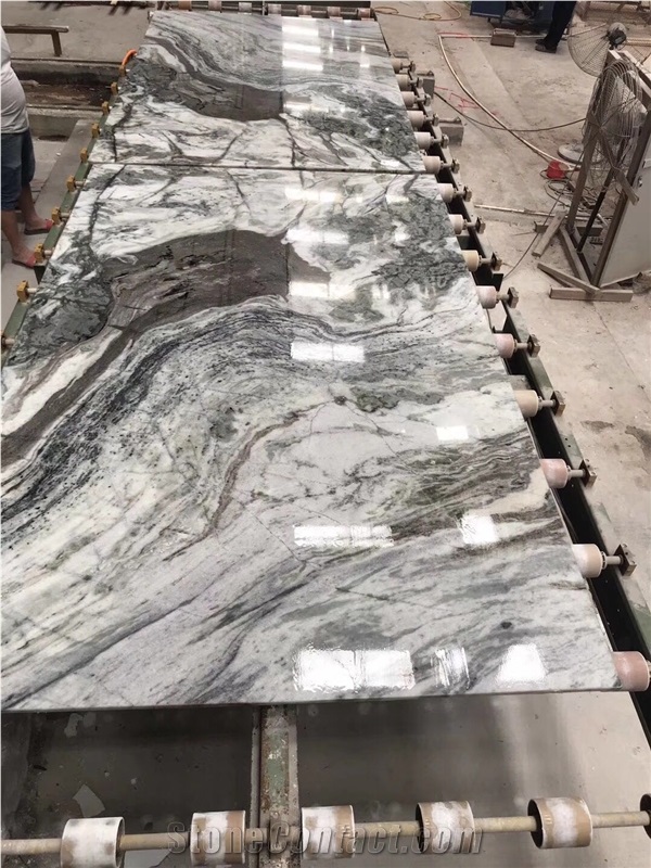 White Grey Marble Slab