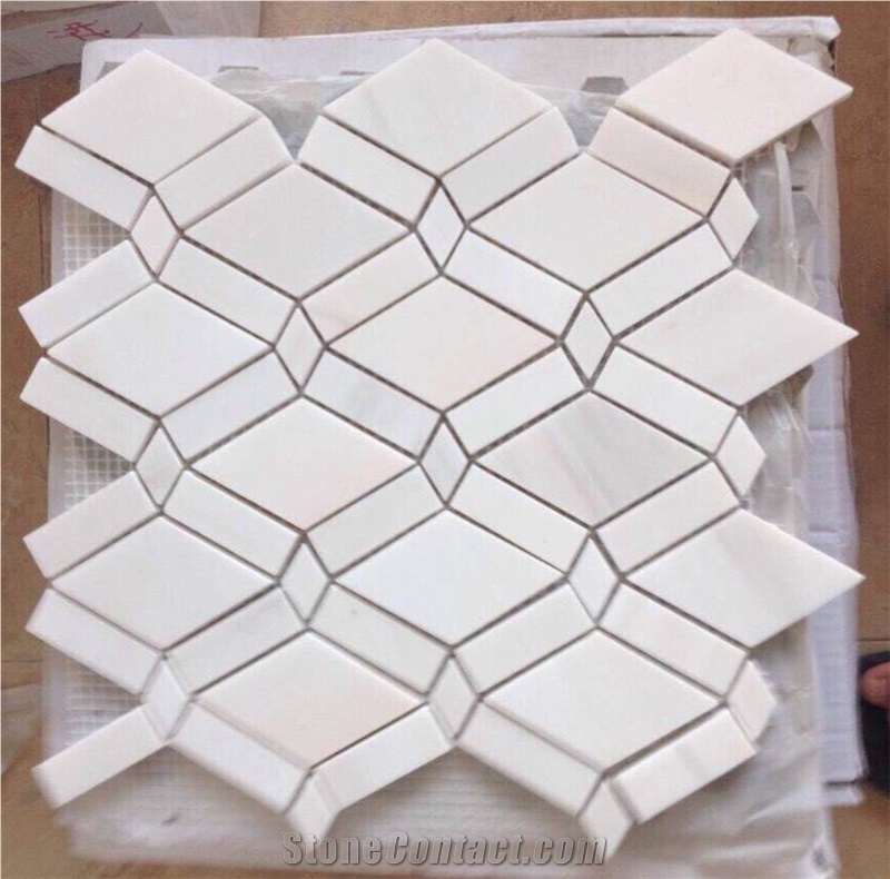White Marble Spilit , Hexagon Mosaic Kitchen Design Wall Floor