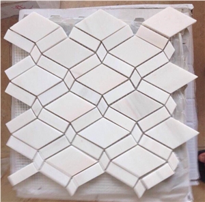 White Marble Spilit , Hexagon Mosaic Kitchen Design Wall Floor