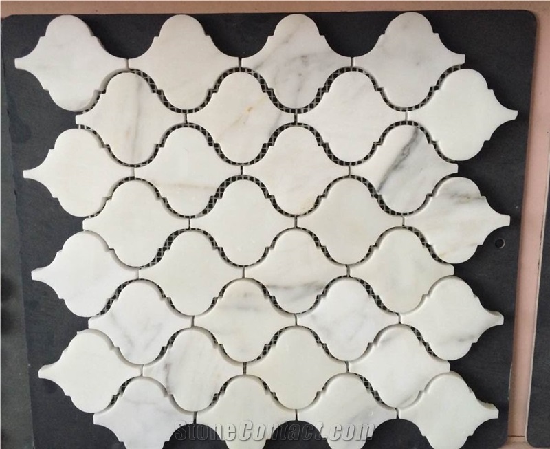 White Marble Spilit , Hexagon Mosaic Kitchen Design Wall Floor