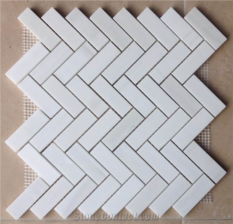 White Marble Spilit , Hexagon Mosaic Kitchen Design Wall Floor