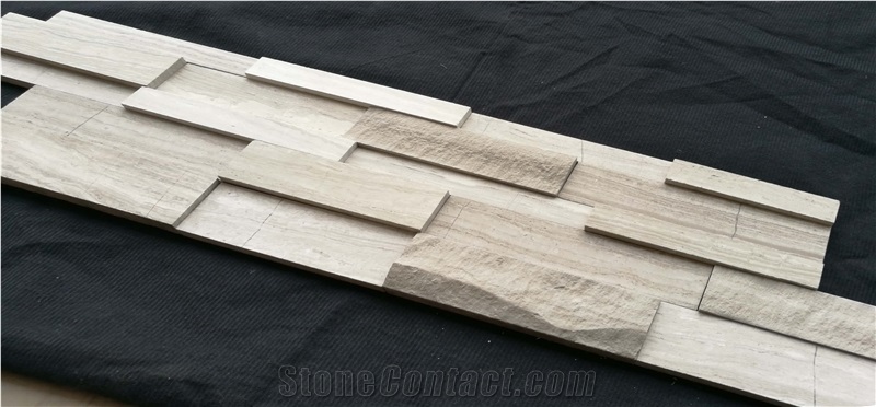 White Wooden Marble 3d Panel Cultured Stone