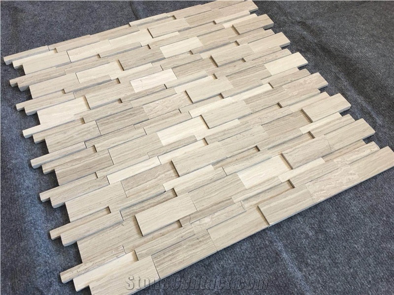 White Wooden Marble 3d Panel Cultured Stone