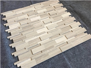 White Wooden Marble 3d Panel Cultured Stone
