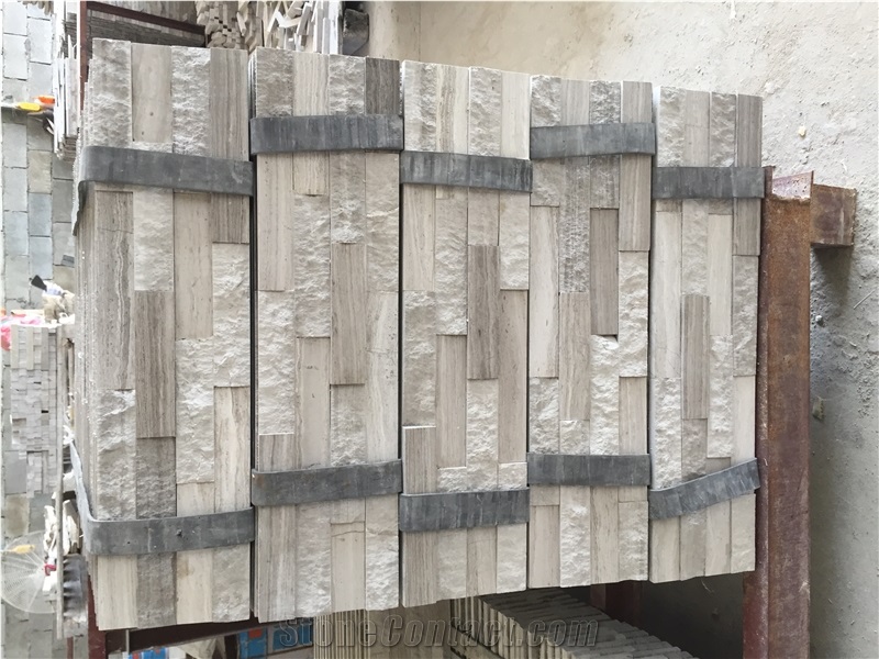 White Wooden Marble 3d Panel Cultured Stone