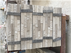 White Wooden Marble 3d Panel Cultured Stone