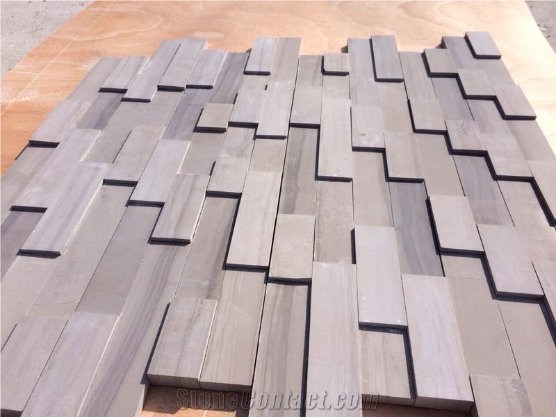 White Wooden Marble 3d Panel Cultured Stone