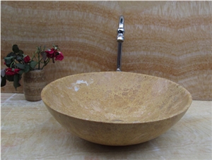 Yellow Marble Wash Basins,Yellow Marble Vessel Sinks,Round Wash Sink