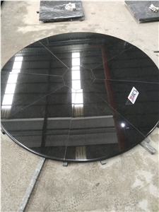 Black Granite Polished Round Tabletops Restaurant Dining Desk Bullnosed