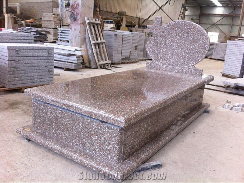 China New G664 G648 Pink Red Granite Poland Design Tombstone Headstone