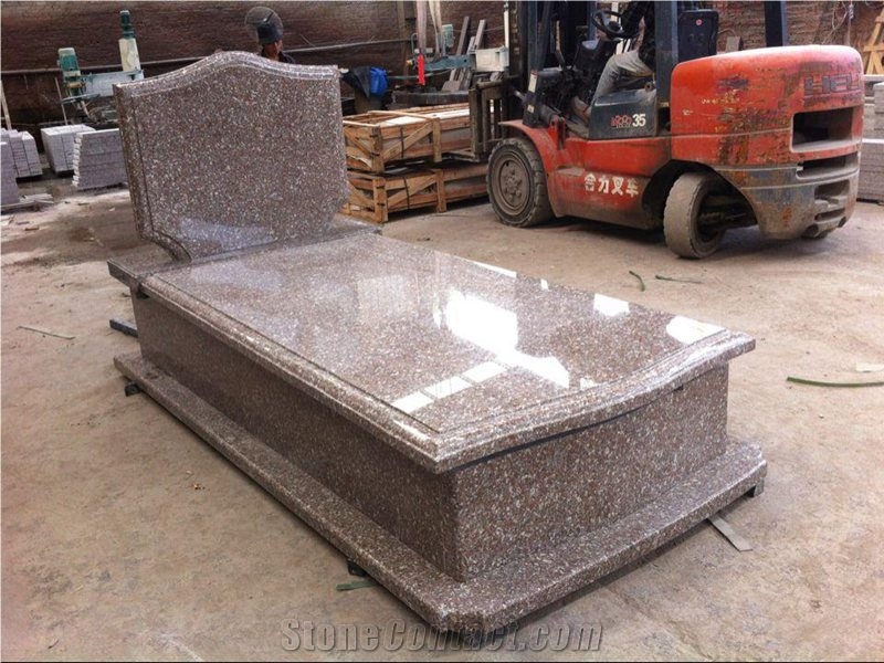 China New G664 G648 Pink Red Granite Poland Design Tombstone Headstone