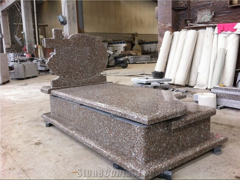 China New G664 G648 Pink Red Granite Poland Design Tombstone Headstone