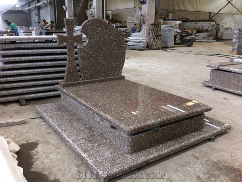 China New G664 G648 Pink Red Granite Poland Design Tombstone Headstone