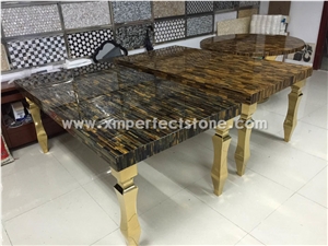 Yellow Tiger Eyes Table Top/Semi Precious Stone Tops for Sale