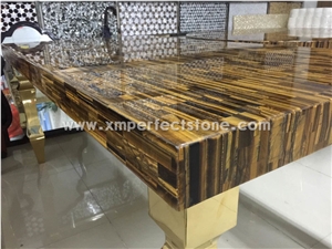 Yellow Tiger Eyes Table Top/Semi Precious Stone Tops for Sale