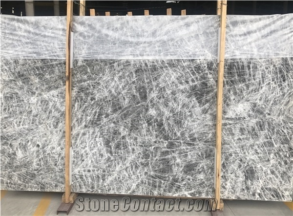 Ice Grey White Marble Slabs and Tiles, Translucent Silver Fox Marble