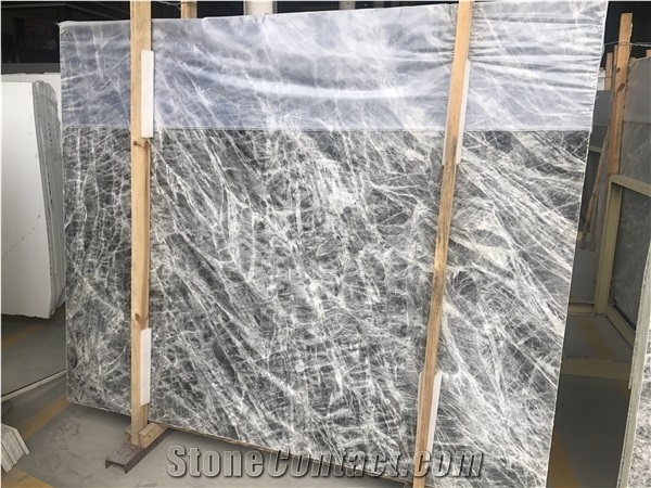 Ice Grey White Marble Slabs and Tiles, Translucent Silver Fox Marble