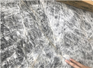 Ice Grey White Marble Slabs and Tiles, Translucent Silver Fox Marble