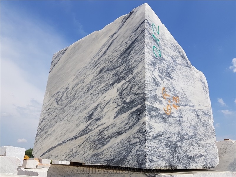 Dynossaurus Marble Blocks, Estremoz White with Exotic Grey Veins