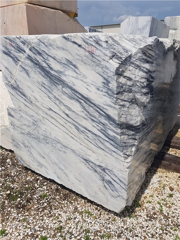 Dynossaurus Marble Blocks, Estremoz White with Exotic Grey Veins
