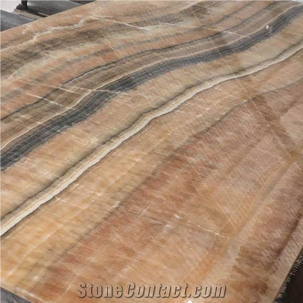 Wood Texture Cheap Price Honey Cappuccino Onyx Slabs