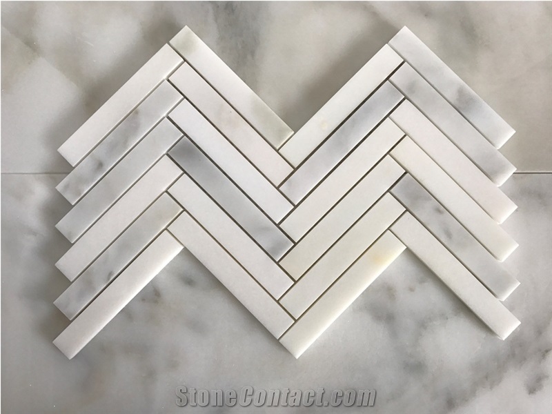 Calacatta Herringbone 1"X6" Mosaic