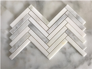 Calacatta Herringbone 1"X6" Mosaic