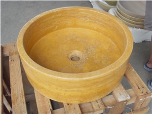 Yellow Travertine Bathroom Sinks, Beige Travertine Basins