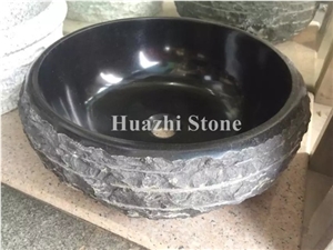 Black Granite Sinks Round Basins Vessel Sinks Bathroom Stone Oval Sink