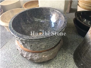 Black Granite Sinks Round Basins Vessel Sinks Bathroom Stone Oval Sink