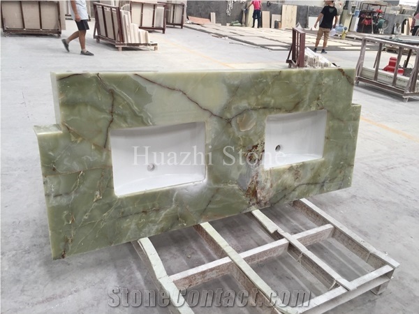 Green Onyx Bath Countertop, Natural Onyx Bath Tops