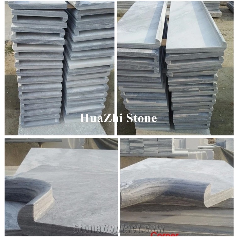 Light Grey White Marble Swimming Pool Bullnose Coping Terraces Tiles