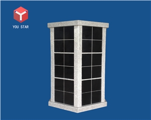 China Gray Granite 48 Niche Black Door Cremation Columbarium Design