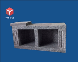 China Gray Polished Granite 2 Niche Private Columbarium Black Door China Gray Polished Granite 2 Niche Private Columbarium Black Door