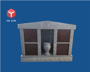 China Shanxi Black Polished 4 Niche Private Columbarium with Vase