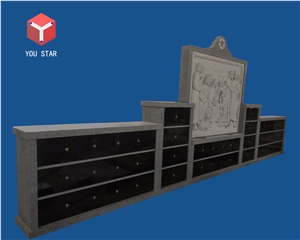 Shanxi Black 56 Niche Jesus Sculpture Columbarium Wall Design