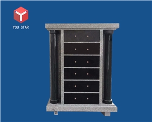 Shanxi Black Granite 72 Niche Columbarium with Pillar for Community