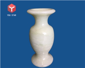 White Marble Hand Works Gifts Handicraft Carving Flowers Vase