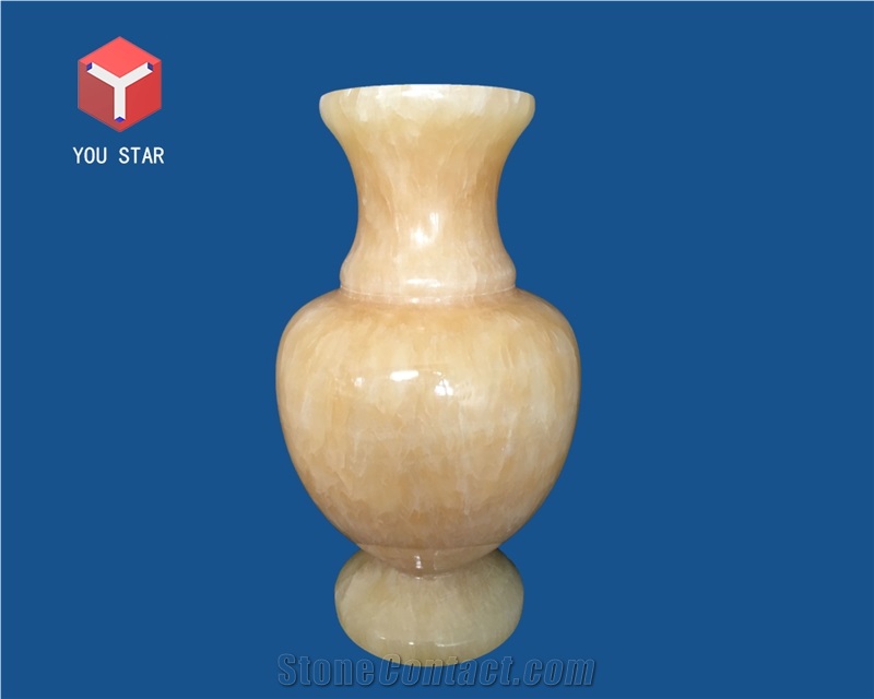 Yellow Onyx Vase Memorial Accessories Funeral Flowers Vases,Urns