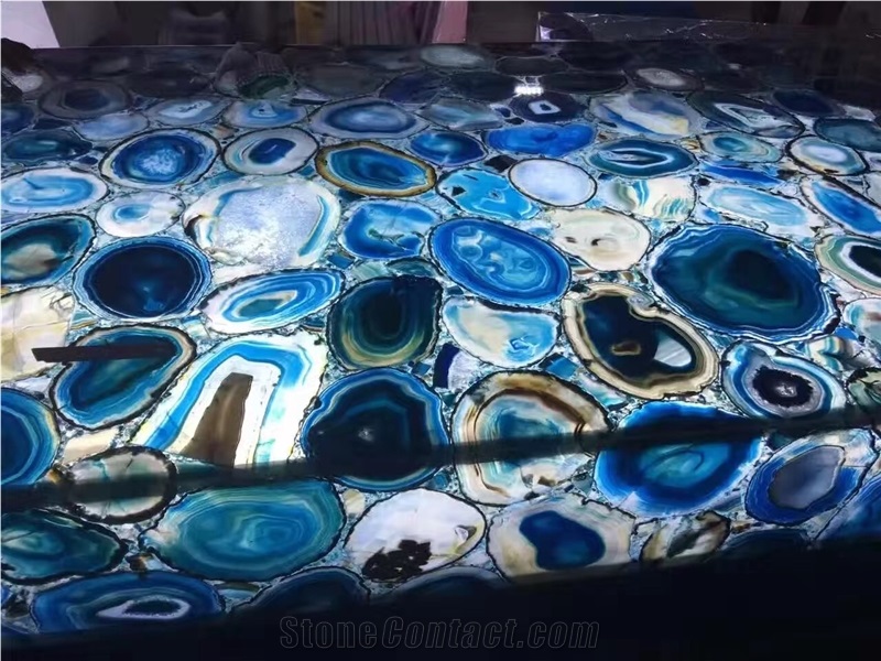 Blue Jade Agate Semiprecious Stone Slabs