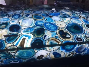 Blue Jade Agate Semiprecious Stone Slabs