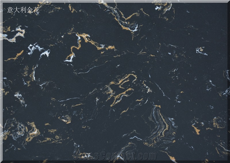 Ls-P034 Italy Portoro / Artificial Stone Tiles & Slabs,Floor & Wall